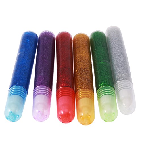 MagiDeal 6pcs Glitter Glue Glue Stifte Glitter Gelmalstifte – Dunkle Farbe - 3