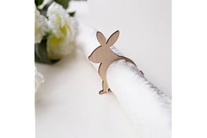 RUIXUAN 15PCS Wood Easter Rabbit Napkin Rings,Easter Bunny Party Decor,Laser Cut Place Setting,Rabbit Napkin Ring, Easter Table Decor