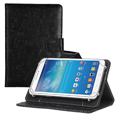 Fulltime® Pour 7 inch Android Tablet [Ultra Slim][Poids léger]Housse universelle en cuir pour porte-flip (Noir)