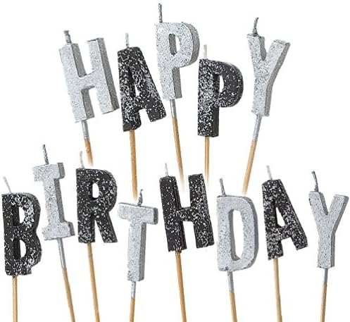 Happy Birthday Pink Blue Black Glitz Party Glitter Moulded Cake Candle Candles