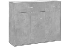 vidaXL Sideboard, Concrete Grey - Modern, Durable Engineered Wood, Versatile Use, Ample Storage with Large Drawer and 3 Doors, 88x30x70 cm