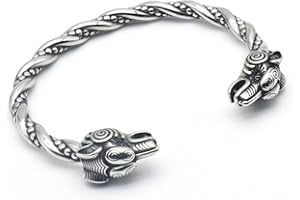 JAOYU Viking Wolf Head Bracelet for Men Nordic Arm Ring Stainless Steel King Chain Norse Jewelry Biker Amulet Odin's Wolf Bracelets