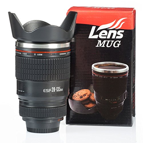 Doppelwandige Edelstahl Tasse Kameraobjektiv Kaffeebecher Kaffeetasse Objektiv Iso-Becher - 6