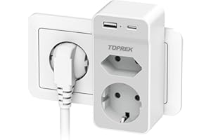 Doppelstecker für Steckdose, 4 in 1 Doppelsteckdose Steckdosenleiste mit USB Steckdosenadapter 2Fach, 4000W 16A Mehrfachsteckdose Ohne Kabel Zweifachstecker Steckdosenverteiler, Grau