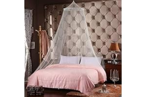 MILALOKO Rete zanzariera per letto, baldacchino sospeso con laccio per letto matrimoniale e letto singolo, installazione semplice, bianco, 60 x 250 x 1050 cm