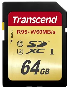 Transcend 64 GB High Speed 10 UHS-3 Memory Card 95/60 MB/s (TS64GSDU3)