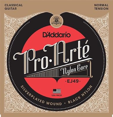 D'Addario Cordes en nylon noir pour guitare classique D'Addario Pro-Arte EJ49, Normal