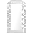 Angju Wave Pattern Irregular Makeup Mirror Tabletop Vanity Mirror Cosmetic Desktop Mirror Hanging Wall Mirrors Desk Countertop Dressing for Home Bedroom Decorative