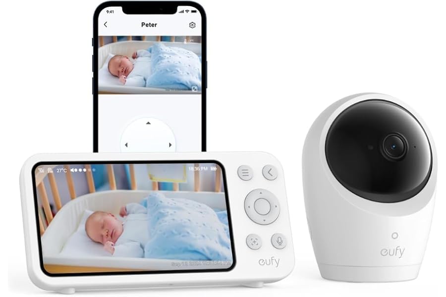 Eufy Babyphone mit Kamera E20, 2K HD App- & Offline-Steuerung, Ultraklare Nachtsicht,4× Zoom, Mobile Kamera mit Integrie