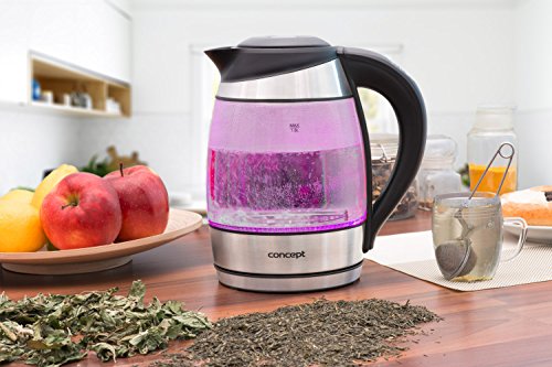 Concept hausgerate rk4060 Glas Wasserkocher, Herausnehmbarer Anti-Kalk-Filter, 1,8 L mit Temperatureinstellung, 2200 W, edelstahl / glas - 7