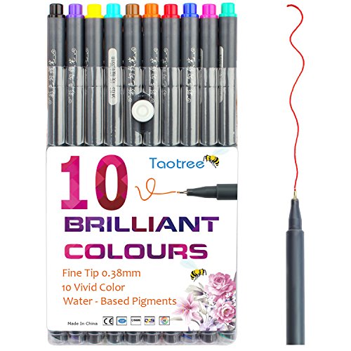 Taotree Fineliner Stifte Set mit 10 brillanten Farben Superfeine Linienbreite ca. 0.38 mm für Zeichnung Bullet Journal Geheimer Garten Malbuch und entspanntes Schreiben und Malen - 3