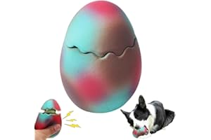 Little Bean® Dog Easter Egg Toys, Squeaky Dog Chew Toys Interactive Dog Toy with Squeaker And Dinosaur Toy Natural Rubber Dog Squeak Toys for Large Medium Small Dogs Puppy (Blue)