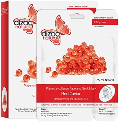Dizao Organic Face &amp; Neck Mask Red Caviar with Moisturising Cream (Pack of 5)