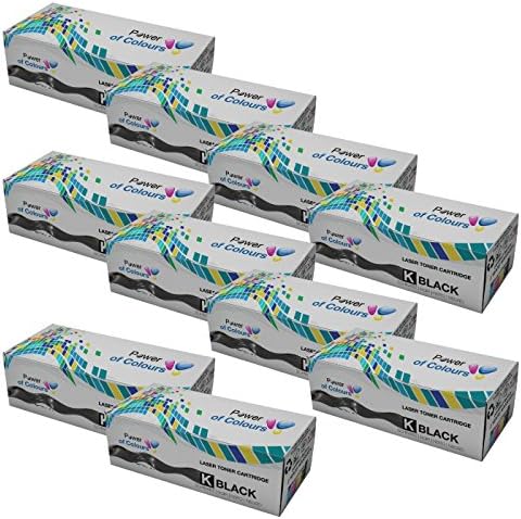 Power of Colours 10 Compatible Black Toner Cartridges for OKI 44973535301dn C321 C321dn MC332dn MC342dn MC342dnw MC342w (2200 Pages at 5% Coverage) - 100% Quality Guarantee