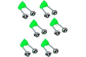 KLOPINXINGH Fishing Bells Fishing Alarm Light Luminous Twin Bells Plastic Fishing Bells Clips Fishing Rod Alarm with Dual Alert Bells Fishing Bite Alarm Indicator On Fishing Rod (6 deep Green)