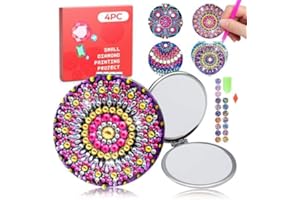 CharySim Diamond Art Painting Compact Mirror Kits Crystal Arts and Crafts for Adults Mandala Pocket Mirror Gifts for Women 4 Pcs