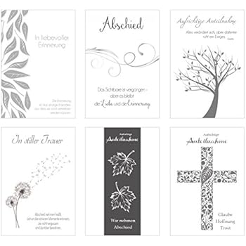 Edition Seidel Set 6 Einfühlsame Premium Trauerkarten Mit Silber Prägungbeileidskarten Mit Umschlag Trauerkarte Beileidskarte Mit Spruch Schreiben