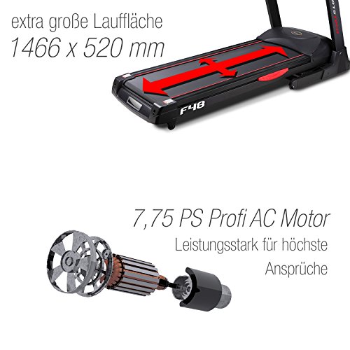 Sportstech F48 Profi Laufband mit 10,1 Zoll Android WiFi 7.75 PS 20 km/h mit Tablethalterung – klappbar - 5