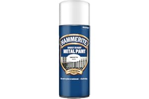 Hammerite Spray Paint for Metal. Direct to Rust Exterior White Metal Paint, Smooth Finish. Corrosion Resistant White Gloss Paint and Rust Remover, 8 Year Protection - 400ml Aerosol 0.5 SqM Coverage​