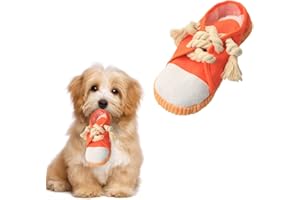 vocheer Hund Kauspielzeug, Hundespielzeug, um sie beschäftigt zu halten langlebig Zahnen Schuh interaktive Quietsche Welpenspielzeug, klein, mittlere Brise, Maschine waschbar, orange