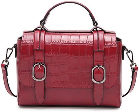 XinMaoYuan Ladies Handbag Postal Package Bag Leather Messenger Bag Horizontal Paragraph Solid Color Covered Zipper Bag,Wine Red