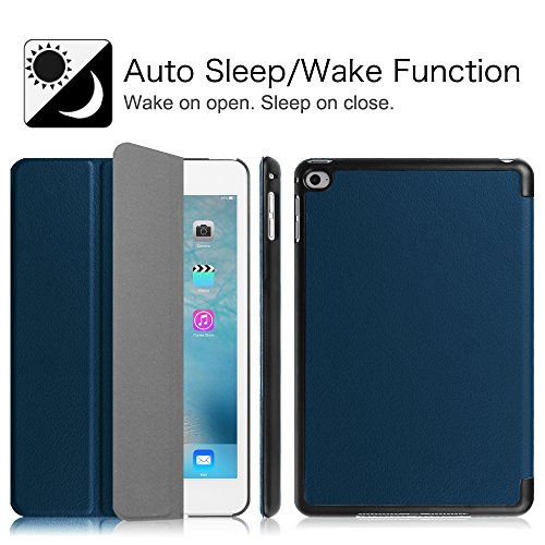 iPad Mini 4 Hülle – Fintie Ultradünn Superleicht Smart Cover Schutzhülle Tasche Case mit Ständer und Auto Sleep / Wake Funktion für Apple iPad mini 4, Marineblau - 3
