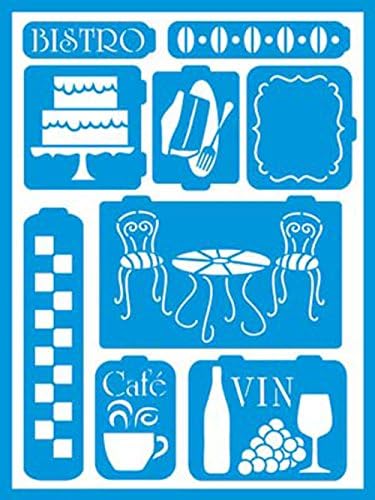 Americana Decor Bistro Stencil, Blue, 21 x 15.5 x 0.3 cm
