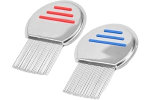 Changyeah 2 Läusekamm, professioneller Läusekamm zum Entfernen von Läusen und Nissen, Spezialkamm zum Entfernen von Läusen, einfache Verwendung Metallkamm mit runden Spitzen, um Schäden und Ziehen zu