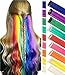 Price comparison product image Rainbow Hair Extensions Colored Party Highlights Straight Hair Extension Clip In/On For girls and Dolls Kids Costume Wig Pieces 9PCS