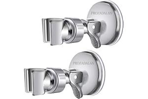 PROZADALAN Soporte de Ducha, Soporte de Ducha de Mano Ajustable Extraíble, Soporte de Cabezal de Ducha, soporte de Ducha Ajustable de rotación de 360°, Ventosa de Vacío Ajustable en ángulo (Sliver-2)