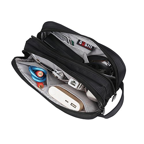 BUBM Universal Tasche Tragetasche für Elektronische Kleingeräte Organisator Reisetasche für Zubehör (Groß,Schwarz) - 6