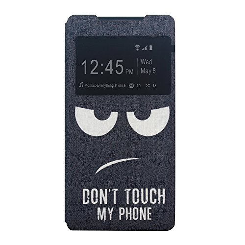 Sony Xperia Z5 Schutzhülle Leder Hülle, Alfort 3 in 1 Flip Fashion Design Dual Use Falten Premium PU Leder Tasche Case Cover Flip Fenster Window Touch Screen für Sony Xperia Z5 5.2″ Smartphone Funktion Standfunktion Unterstützte Telefone mit Schwarze Augen ( Schwarz ) + Netter Staub Stecker + Alfort Schwarz Stylus Pen - 2