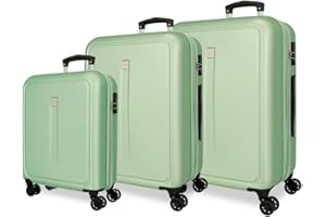 Roll Road Camboya Juego de Maletas Verde 55/68/78 cms Rígida ABS Cierre de combinación Lateral 190L 10,84 kgs 4 Ruedas Dobles Equipaje Mano