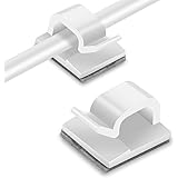 60PCS Cable Clips, RYCHUI Finisher Wire Clamp Wire Clips Self Adhesive Cable Tidy Hooks Holder for Cable Management, Christma