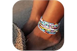 Kenivira Boho Ankle Bracelets for Women Beach Anklet Beads String Preppy Bracelet Colorful Handmade Summer Bracelets Gift for Women Girl