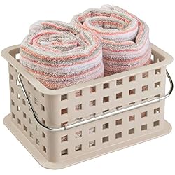 InterDesign Basic corbeille rangement, petit panier salle de bain en plastique pour accessoires de douche et soins, taupe