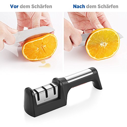 Manuelle Messerschärfer küchenmesser messerschleifer Knife Sharpener 3-Stufen Profi Rad Schleif für aller Größen Kochmesser Obstmesser usw - 2