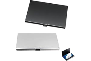 BVSRCP visitenkarten etui, 2 Stück Visitenkartenetui Silber und Schwarz Visitenkarten Etui aus Aluminiumlegierung, Superleichter Visitenkartenhalter, Business Card Holder, für Id-Karten Reisen und Business