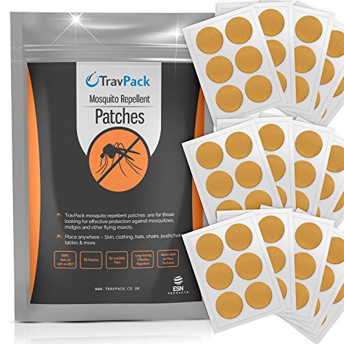 Repelente de mosquitos TravPack® - Parches antimosquitos (90 unidades) - Cada uno de los parches repelentes de mosquitos está diseñado para ofrecer protección durante 24 horas.