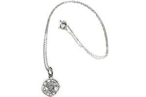 PERLASCAREL Colgante Tetragramaton Plata de Ley 925 Pequeño 1,3 CM. con Cadena Modelo Forzada Plata de Ley de 40 a 45 cm, por alargue.. Estuche Incluido