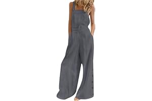 MOVERV Mono de Mujer Sin Mangas Color Sólido Pantalones Bombachos Pantalones Deporte Mujer Umpsuits Overalls Pantalón Ancho con Bolsillo Casual de Espagueti Pierna Ancha