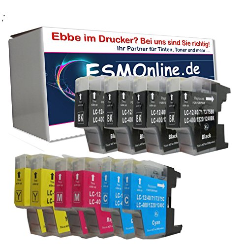 ESMOnline komp. 10 XL Druckerpatronen Ersatz für Brother MFC 430 625 825 6510 6710 6910 Brother DCP 525 725 925 4 x Schwarz 2 x Blau 2 x Rot 2 x Gelb