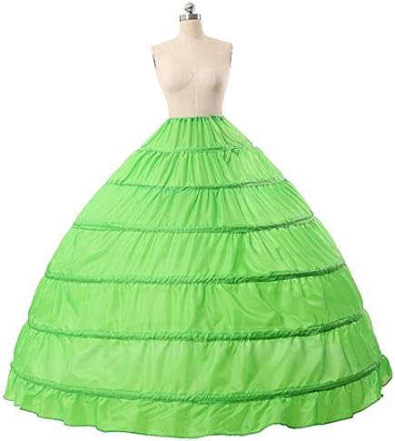 Noriviiq Womens A-Line 6 Hoops Crinoline Petticoat Slips Underskirt Floor Length For Wedding Dresses Green