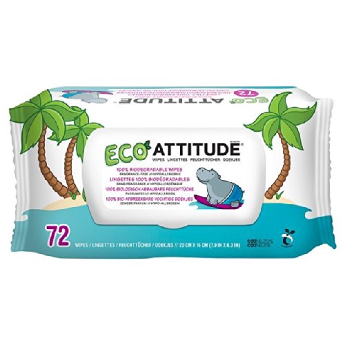 Attitude Eco Baby Wipes 100% Biodegradable 72 per pack