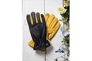 GLOVES FOR PEOPLE SERIOUS ABOUT GARDENING Gold Leaf DRY TOUCH Deluxe Leather Comfortable RHS Gardening Gloves - Gents Size - Great Gift