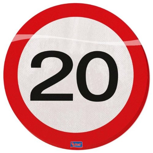 Preisvergleich Produktbild Folat 28320 Party Servietten Verkehrsschild (1 x 20 Stück)- Zahl 20