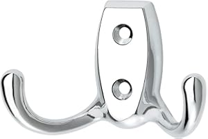 Gedotec - Gancio appendiabiti vintage in ottone anticato JUNA-B, per montaggio a parete e porta, doppio gancio 76 x 46 mm, 1 pezzo, con viti, metallo, Cromo lucido., verchromt poliert