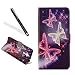 Produktbild Huawei Mate 9 Hülle Case,Huawei Mate 9 Wallet Ledertasche,Leeook Schön Retro Elegant Cool Rosa Pink Schmetterling Entwurf Muster Slim Fit Folio Klappetui Schutzhülle Leder Tasche PU leder Flip Cover im Bookstyle Kunstleder Schutzhülle Cover Tasche mit Ständer Standfunktion für Huawei Mate 9 +1 x Schwarze Eingabestift-Rosa Pink Schmetterling