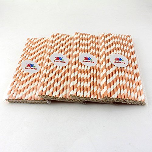 Ipalmay Metallic Rose Gold Papier Trinkhalme, 100 Stück - 4