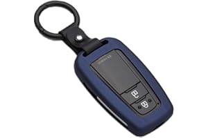 Happyit Fundas de Cubierta de Llave de Coche de Carcasa de Fibra de Carbono ABS para Toyota CHR C-HR Prado Prius Camry Corolla RAV4 2 3 4 Botones Llavero Sin Llave (Azul)